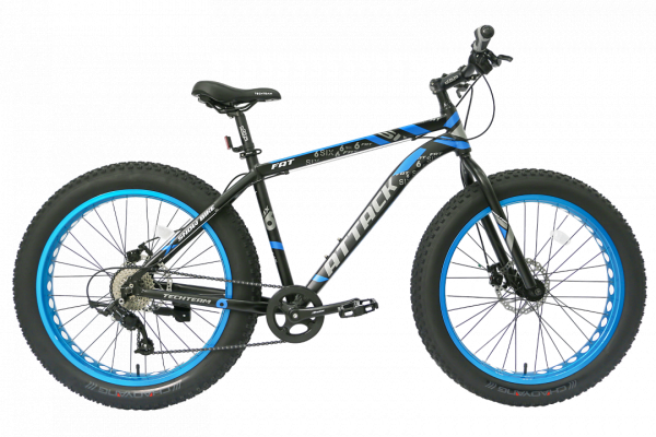 Велосипед TECH TEAM ATTACK (Fat Bike 26", 8 ск., рост 15") (черный/синий, TTAttack15BLK)