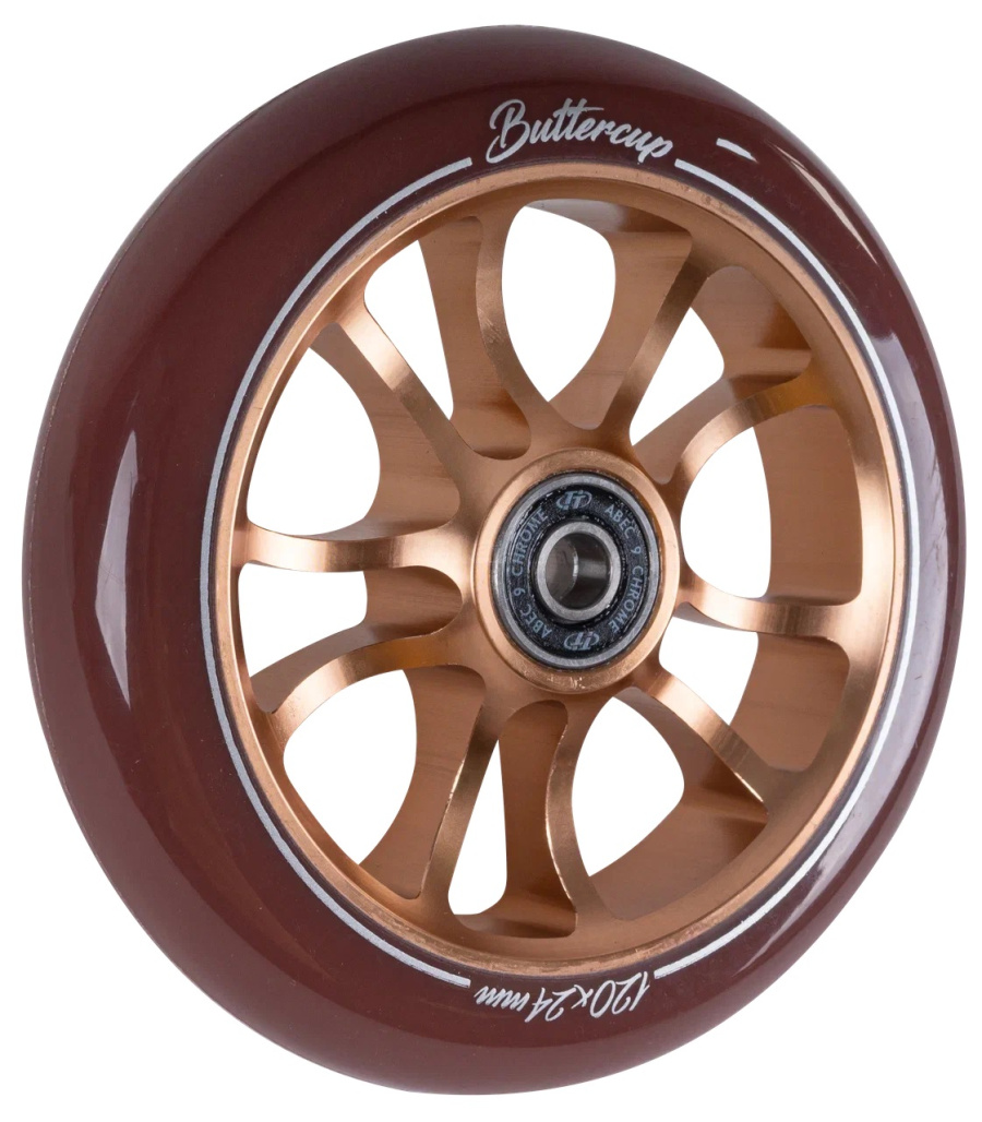 Колесо для трюкового самоката 120 мм, алюминиевое, BUTTERCUP, подшипники ABEC 9, TT, Brown (NN011724)
