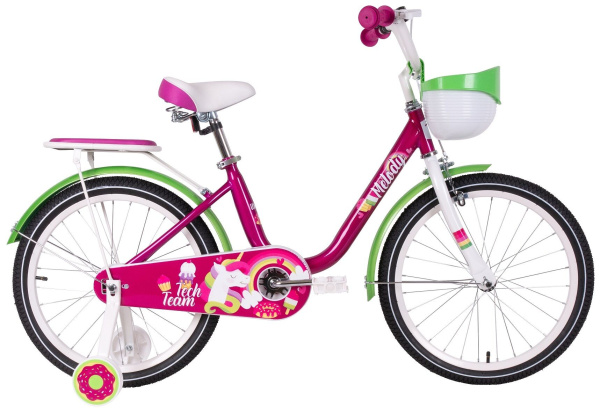 Велосипед TECH TEAM Melody 14 (14" 1 ск.) красный, корзина зеленая (NN013856)