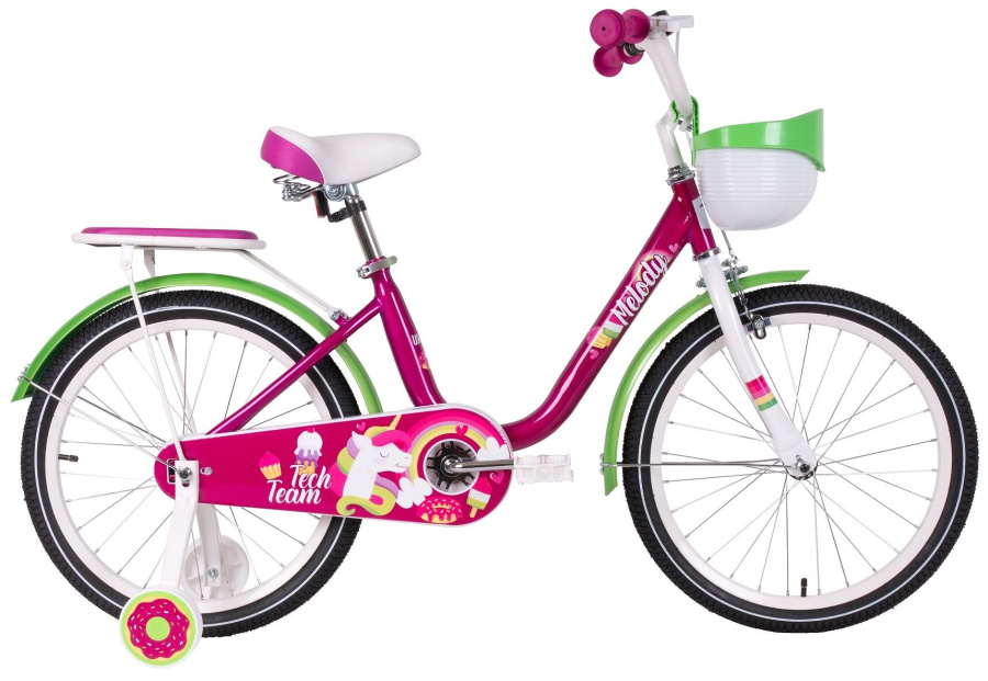 Велосипед TECH TEAM Melody 14 (14" 1 ск.) красный, корзина зеленая (NN013856)
