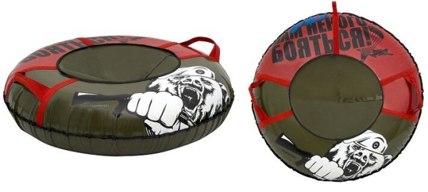 Санки надувные "Ватрушка" 100 см ПВХ-ПВХ Comfort, принт "Bear VDV" (Green/Black, УТ00025581)