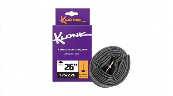 Камера 26x1,75/2,20 бутил, ниппель Presta (FV) 48 мм, 0,9 мм, KLONK