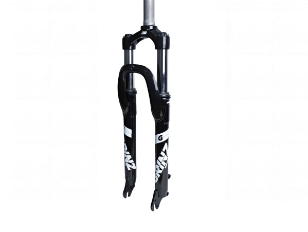 Вилка 26" амортизационная GRINZ ES 245, 1-1/8"(28,6), безрезьбовая, пружинно-эластомерная, DISK Brake, ход 100 мм, предв. сжатие, Black/White (HQ0018754)