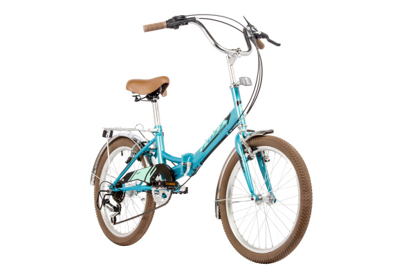 Велосипед FOXX 20" складной, SHIFT, зелёный, 6-скор, Shimano RS35/TY21, двойной обод, багажник