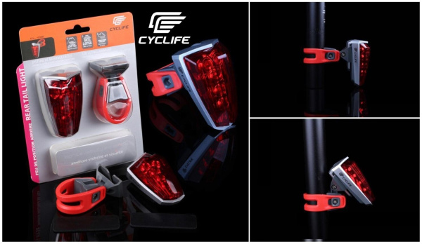 Фонарь задний CYCLIFE CL-102, 5 Super LED, 5 режимов работы, Weatherproof, блистер (УТ00019064)