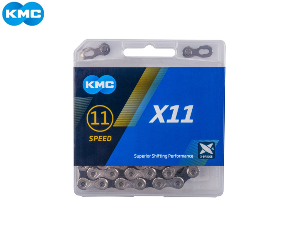 Цепь KMC, (X-11) 11 скор. (118 звеньев) 5,50 мм, 1/2''x 11/128'', с замком, инд. упаковка (KMC-X11)