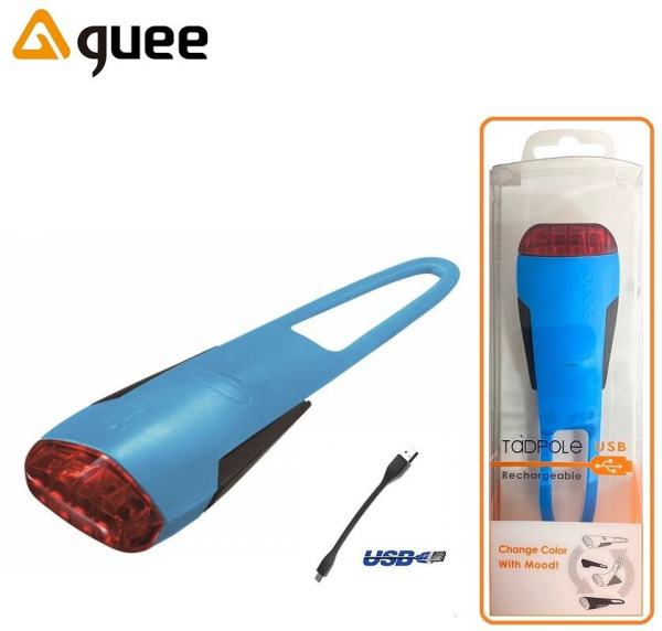 Фонарь задний GUEE, TADPOLE, аккумуляторный, USB, 3,7V/260mAh, 4 Super LED Light, блистер (синий/черный, GU-SLA1-RA1-BE)