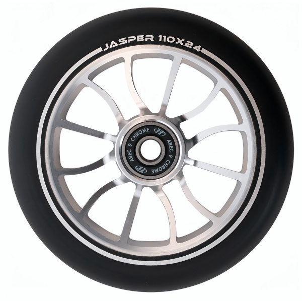 Колесо для трюкового самоката 110 мм, алюминиевое, JASPER, подшипники ABEC 9, TT, Black/Grey (NN015196)