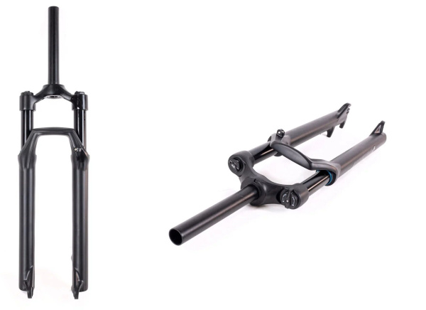Вилка 27,5" воздушная, EASING FRK-367A AIR, алюминиевая, шток:1 1/8", DISK Brake, ход 100 мм, Lock Out, регулировка отскока, Full Black (NN010098)