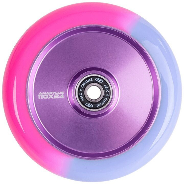 Колесо для трюкового самоката 110 мм, алюминиевое, AMARYLLIS, подшипники ABEC 9, TT, Purple/Pink (NN010620)
