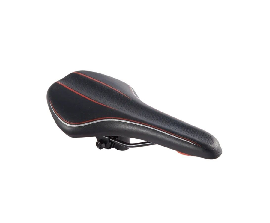 Седло спорт MTB HF-AZ-081, 299x140 мм, с замком (черный/красный, NP001462)