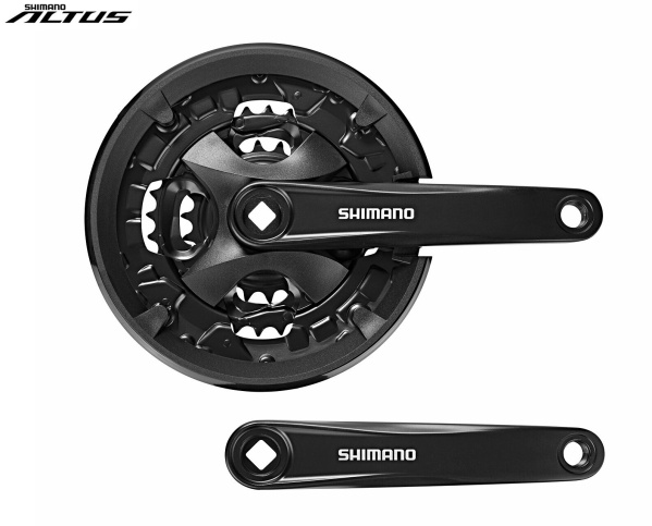 Комплект шатунов (система) 170 мм, SHIMANO FC-MT101, ALTUS, алюминиевые шатуны, под квадрат, SQR, с защитой, 42х34х24T Black (AFCMT101C422CLX)
