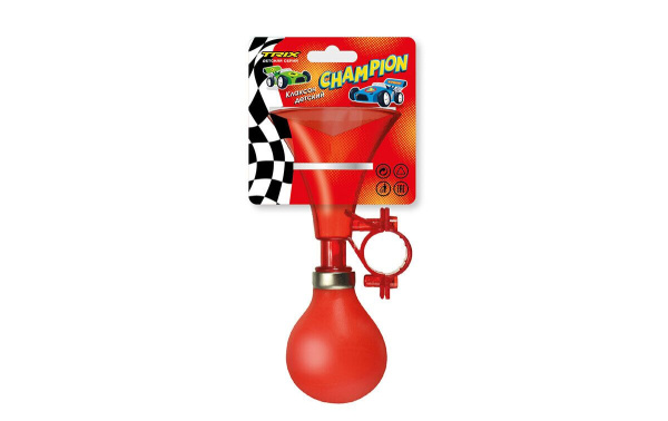 Сигнал велосипедный, клаксон детский пневматический, пластик, блистер Champion (красный, УТ00025906)