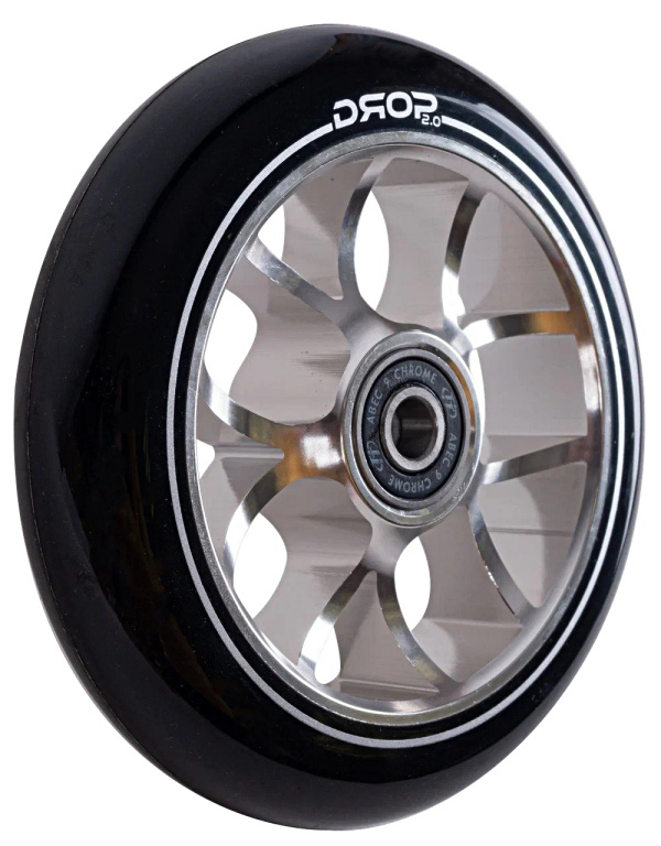 Колесо для трюкового самоката 110 мм, алюминиевое, DROP, подшипники ABEC 9, TT, Black/Grey (NN011711)