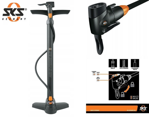 Насос SKS AIR X-PRESS 8.0 напольный универсальный, головка SKS MultiValve, 8 bar, с манометром (SKS_11285)