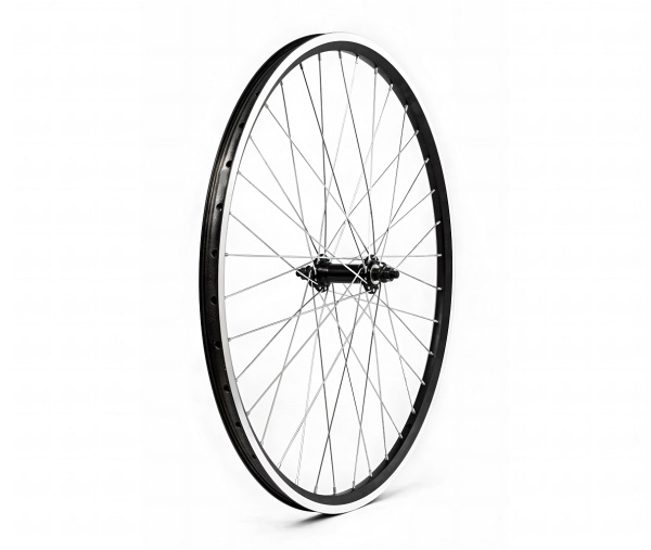 Колесо в сборе 26" переднее, алюминиевая втулка SF-A201F (Black), V-Brake, ось 3/8" (гайка), двустеночный алюминиевый фрезерованный обод (УТ00027938)