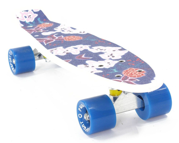 Скейтборд (Пенниборд) PWS Print Grip Magna 22", Alu, ABEC-7 (голубой/белый, Grip377953)