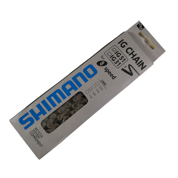 Цепь, IG51, 7,05 - 7,1 мм (7/8 скоростей), пин, 116 зв., SHIMANO, инд. упак. (ECNIG51C116Q)