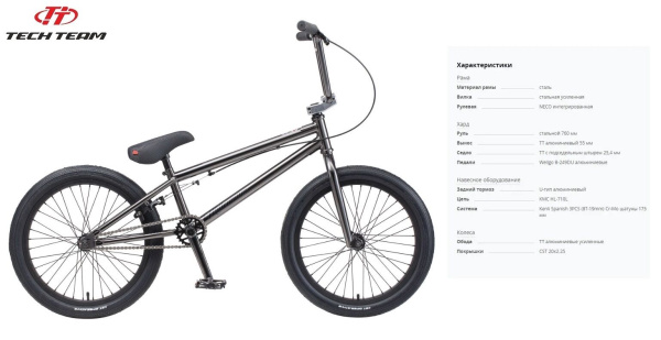 Велосипед TECH TEAM MILLENNIUM (BMX 20", 1 ск.) (зеркальный, NN002567)