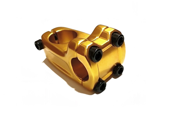 Вынос руля MX-625-5/8 ISO-M, BMX алюминиевый нерегулируемый безрезьбовой, под руль 22.2, угол 0, длина 48 мм, высота 30 мм, шток 28,6 мм, ZOOM, Gold