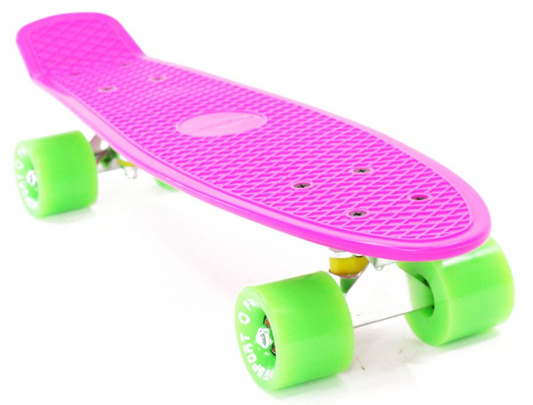 Скейтборд (Пенниборд) PWS Classic 22", Alu, ABEC-7 (розовый/зеленый, Classic37755)