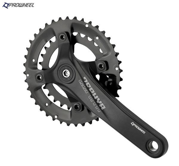Комплект шатунов (система) PROWHEEL, алюминиевые шатуны 175 мм, SQR, 9/16, 24/38T, Chainline: 48.5, съемные звезды BCD 104/64 мм, ZEPHYR-551 (черный, УТ00025936)