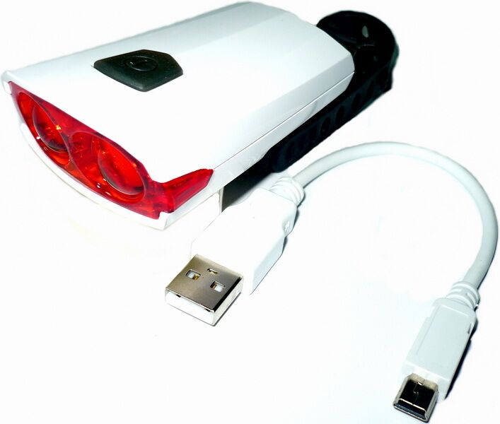 Фонарь задний, XC-122R, USB кабель, 2 светодиода, Jokie (белый/красный, RLEXC122R001)