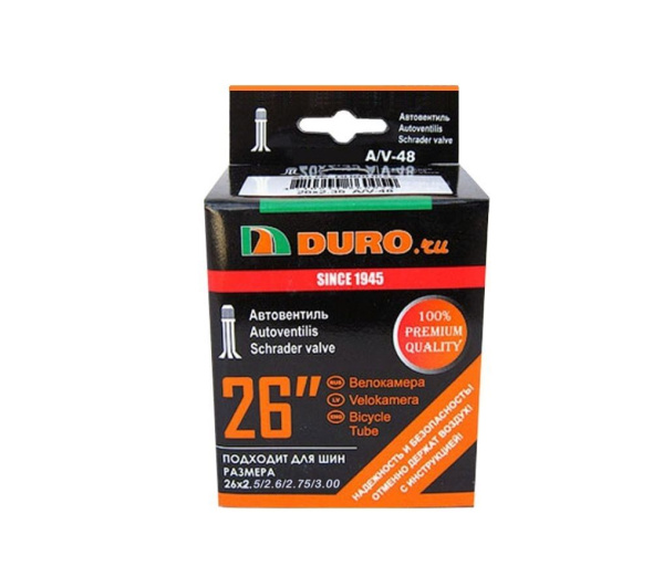 Камера 26x2,50/3,00 бутил, авто-ниппель, A/V-48 мм, DURO (DAB01002)