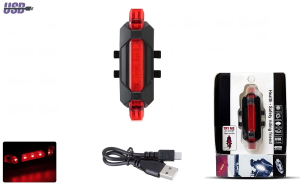 Фонарь задний RAPIDA аккумуляторный, 200 mAh, USB кабель, LED 50 Lumens, 2 режима работы, влагозащищенный корпус, блистер, DC-918 (УТ00025890)