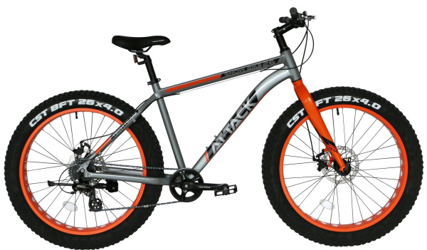Велосипед TECH TEAM ATTACK 26 disk  (Fat Bike 26", 8 ск., рост 19") (оранжевый, NN012247)