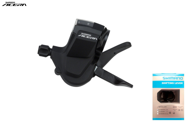 Рукоятка переключения передач левая SHIMANO ACERA SL-M3010, манетка/шифтер, 2 скор., трос 1800 мм (черный, ESLM3010LB)