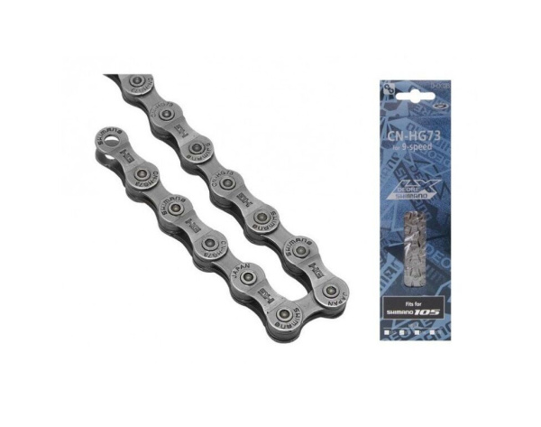 Цепь SHIMANO HG73, 9 скоростей, 11/128", 6,5 мм, 116 звеньев, пин, инд. упак. (UCNHG73116I)