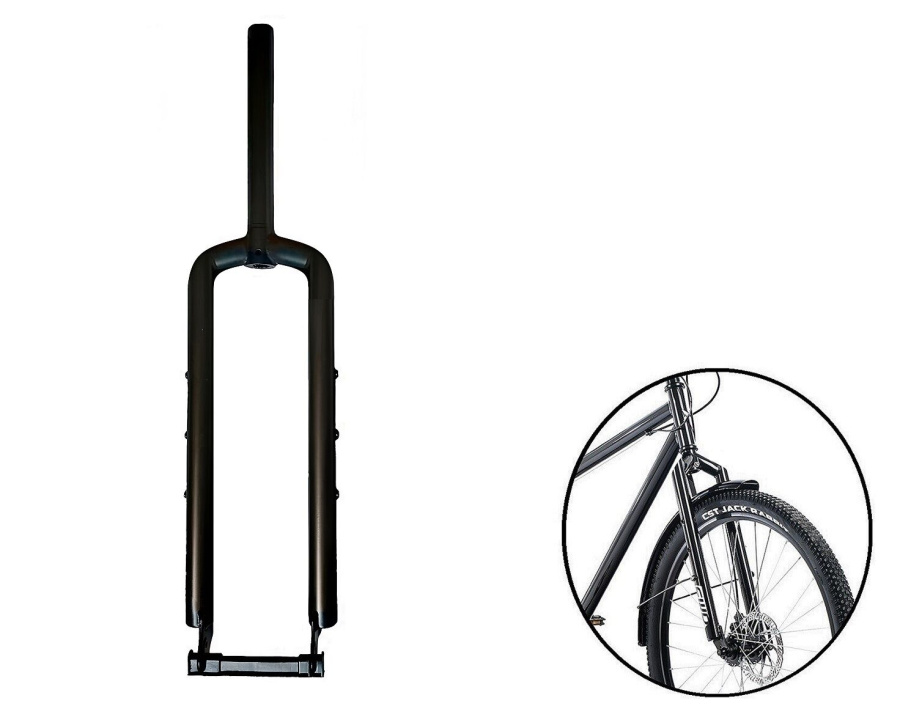 Вилка 27,5" MTB, ригидная COURIER-2, 1-1/8" (28,6), безрезьбовая, DISK Brake, шток 265 мм, Black (УТ00028457)