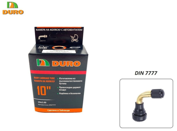 Камера 10x2,00 бутил, загнутый авто-нипель (DIN7777), DURO (DHB01033)
