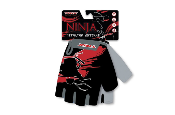 Велоперчатки детские "NINJA", короткие пальцы, гелевые вставки, дышащая лайкра/искусств. замша, антискользящие, размер "5XS" (УТ00028767)