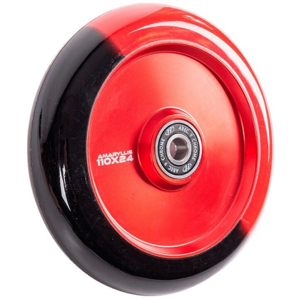 Колесо для трюкового самоката 110 мм, алюминиевое, AMARYLLIS, подшипники ABEC 9, TT, Black/Red (NN010619)