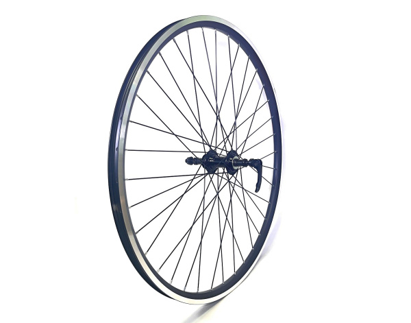 Колесо в сборе 26" заднее, алюминиевая втулка WZ-201RQ, V-Brake, под трещотку 6/7 ск., 10 мм (эксцентрик), двустеночный алюминиевый фрезерованный обод, DW Black (УТ00024478)