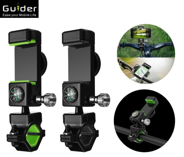 Держатель для смартфона, 3.5"-6.5", на руль, регулируемый, 360°, встроенный компас, GUDER (GUDERQ003)