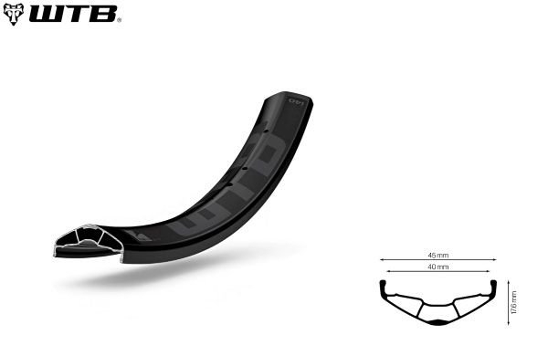 Обод 27,5" алюминиевый. двустеночный, под дисковый тормоз, 32 отв, 40 мм, Black Anodized; ISO- 584x40/45x17,6 мм, PV drilled, WTB, i40 TCS 2.0 (черный, W120-4467)