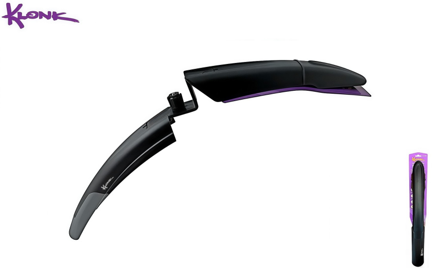 KLONK Крыло переднее, 26"-29", MTB, крепление - в шток вилки, для покрышек max. 2,35", Black/Grey, KLK-14005