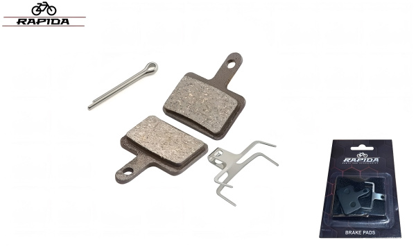 Тормозные колодки RAPIDA, для дискового тормоза SHIMANO BR 315-575, TEKTRO Auriga/Draco/HDC300, с пружинной скобкой (B01S), блистер, JL-01B (УТ00027306)