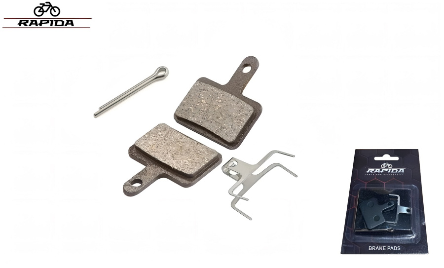 Тормозные колодки RAPIDA, для дискового тормоза SHIMANO BR 315-575, TEKTRO Auriga/Draco/HDC300, с пружинной скобкой (B01S), блистер, JL-01B (УТ00027306)