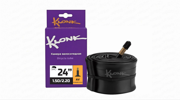 Камера 24x1,50/2,20 бутил, авто-ниппель, A/V Classic, 0,9 мм, KLONK