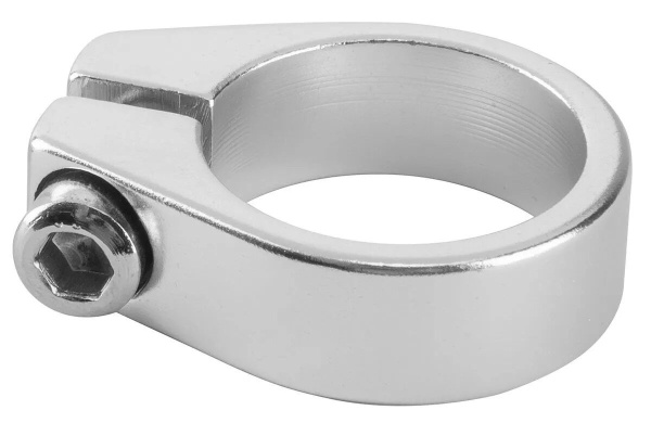 Хомут подседельного штыря под болт шестигранник, 28,6 мм (серебро, B28.6SILVER)
