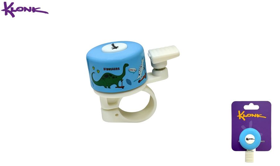 Звонок велосипедный KLONK, ударный, Alu ⌀35 мм, Дракончики, KLK-10008 (Blue)