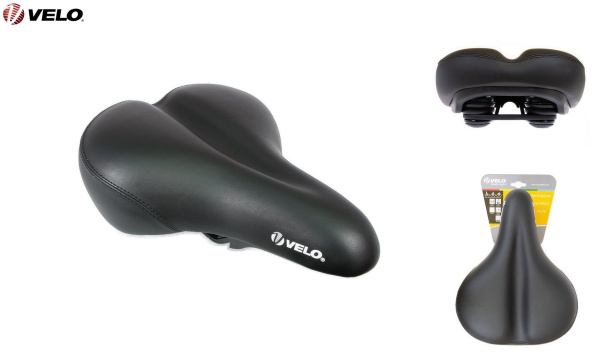 Седло актив "VELO" VL-6100E, COMFORT GEL, 272x213 мм, гелевое, эластомерное (черный, VL-6100E)