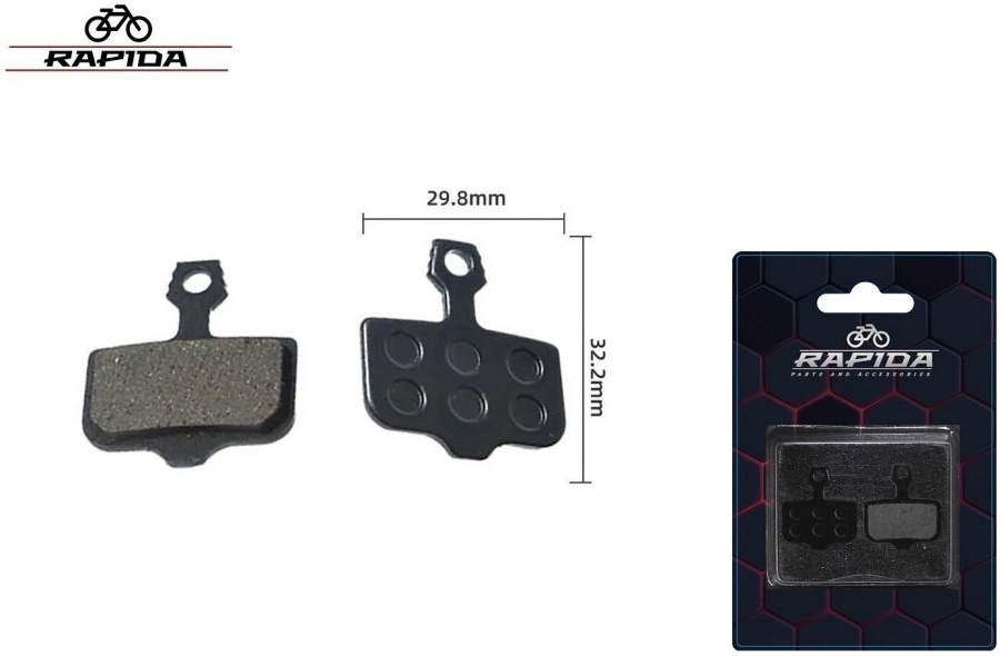 Тормозные колодки RAPIDA, для дискового тормоза AVID Elixir, Kugoo M5, SRAM XX, XO, XXWS, DB1, DB3, DB5, с пружинной скобкой, блистер, JL-02D (УТ00027310)