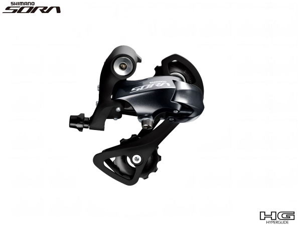 Переключатель задний SHIMANO SORA, RD-R3000, 9 скор., крепление (на болт) под петух, HG Hyperglide, 37T, SS (ARDR3000SS)