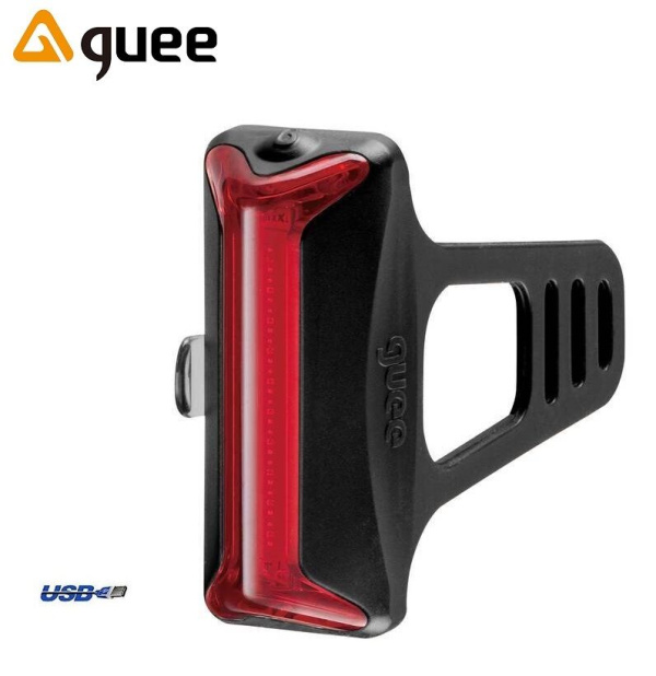 Фонарь задний GUEE, COB-X Eco, micro USB порт, аккумулятор 3.7V/260mAh, 1 LED Light, 25 lumens (черный/красный, GU-CBA3-FA1-BL)