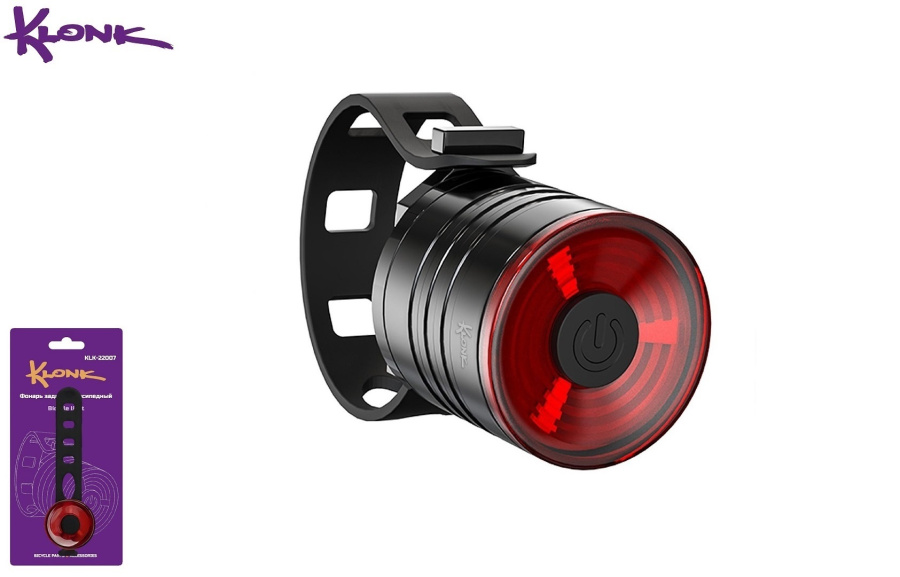 Фонарь задний KLONK, COB LED, алюминиевый корпус, влагозащищенный IPX4, 3 режима работы, KLK-22007